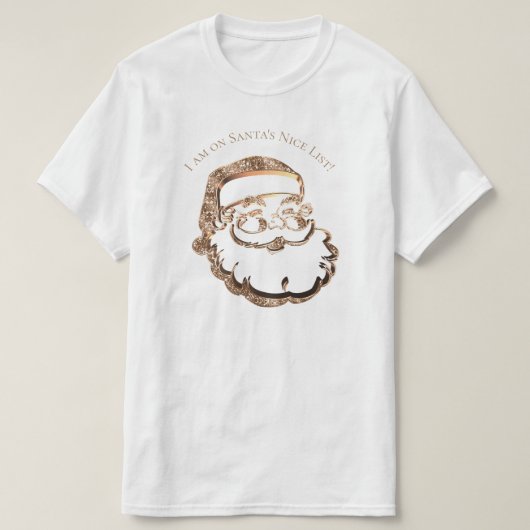 Santa's Mooie lijst Cute Funny Vader Kerstgoud T-shirt (Design voorkant)