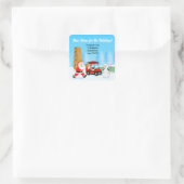 Santa's Moving Boxes with Reindeer on Golf Course Vierkante Sticker (Tas)