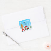 Santa's Moving Boxes with Reindeer on Golf Course Vierkante Sticker (Envelop)