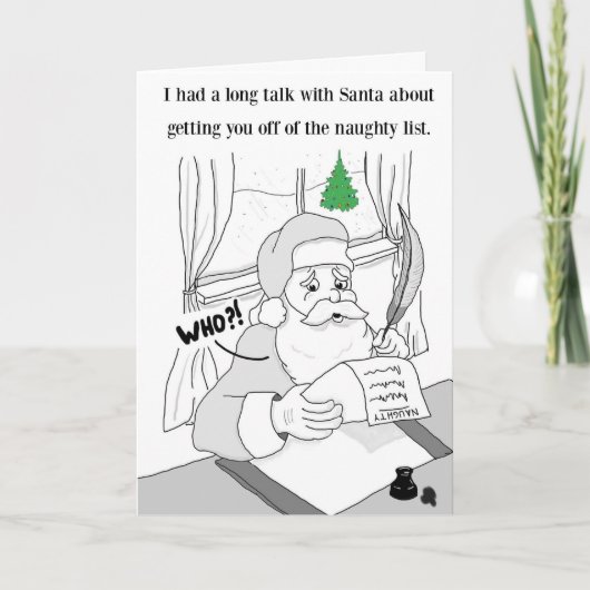 Santa's Naughty List, Christmas Kaart & Envelope (Voorkant)