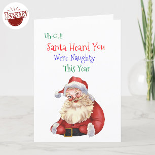 Santa's Naughty List Gevouwen Vakantie Kaart