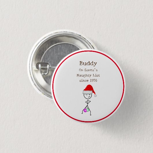 Santa's Naughty List Ronde Button 3,2 Cm (Voorkant /achterkant)