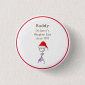 Santa's Naughty List Ronde Button 3,2 Cm (Voorkant)