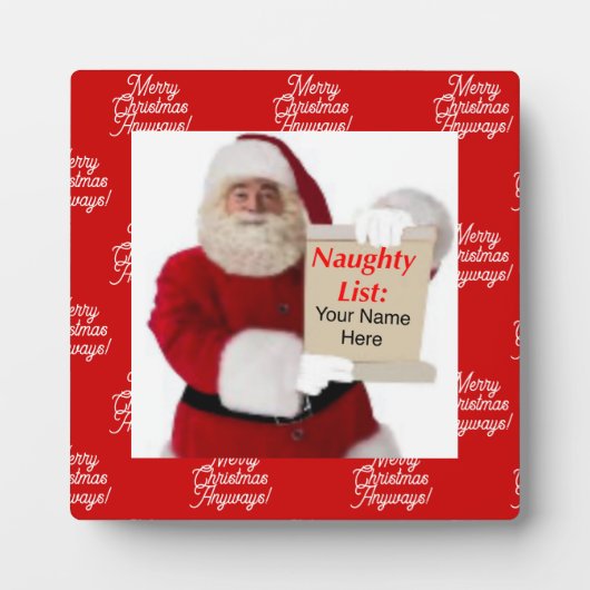 Santa's Naughty List tablet Plaque met Easel Fotoplaat (Voorkant)