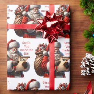 Santa's Naughty & Nice List Naam toevoegen Kerstmi Cadeaupapier