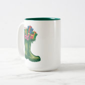 Santa's New Boots Tweekleurige Koffiemok (Voorkant links)