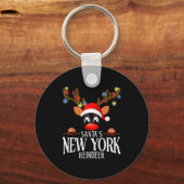 Santa's New York Reindeer Funny Xmas Matching Pjs Sleutelhanger (Voorkant)