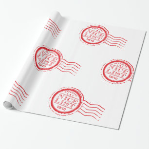 SANTAS NICE LIJST kerst goedgekeurd rode stempel Cadeaupapier