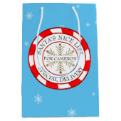 Santa's Nice List aangepaste naam Kerstmis Medium Cadeauzakje (Voorkant)