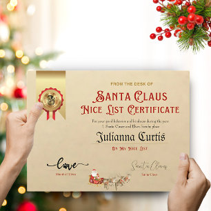 Santa's Nice List Certificaatuitnodiging Feestdagenkaart