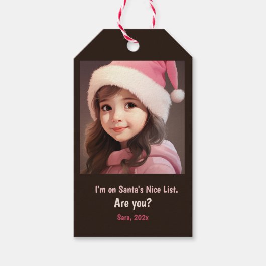 Santa's Nice List Foto Gift Label Cadeaulabel (Voorkant)