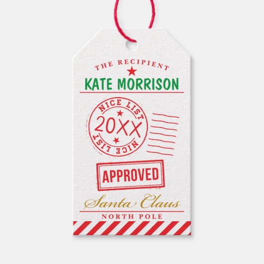 Santa's Nice List Gift Label Cadeaulabel (Voorkant)