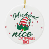 Santa's Nice List Ornament - Persoonlijke naam! (Voorkant)
