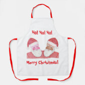 Santas noirs et blancs Joyeux tabliers de Noël (Recto)