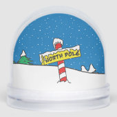 Santa's Noordpool Teken Sneeuw Wereldbol Sneeuwbol (Voorkant)