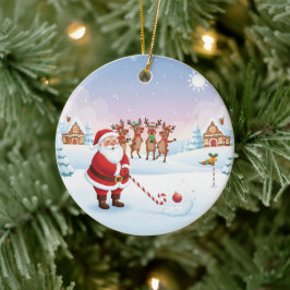 Santa's North Pole Holiday Golfing Fun Keramisch Ornament