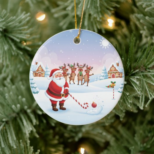 Santa's North Pole Holiday Golfing Fun  Keramisch Ornament (Boom)