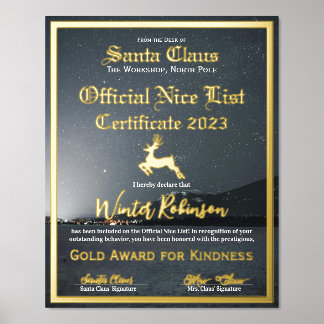 Santa's Official Nice List Certificaat Folie Afdru Afdrukken
