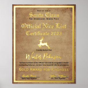 Santa's Official Nice List Certificaat Folie Afdru Afdrukken