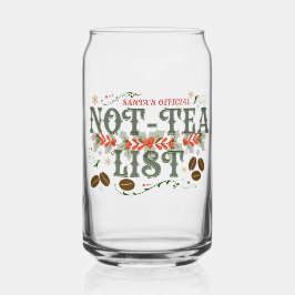 Santa's Official Not-Tea List Frosted Christmas Blikvorm Glas