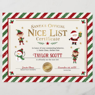 Santa's officiële Nice List Certificaat