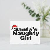 Santas Ondeugend Meisje Feestdagenkaart (Staand voorkant)