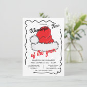 Santa's Pet Holiday Hand Drawen Christmas Party Kaart (Staand voorkant)