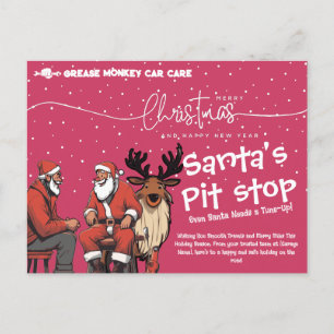 Santa's Pit Stop Automotive Christmas Tune-Up Feestdagenkaart