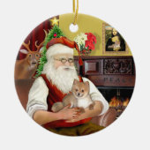 Santa's Pomeranian (R) Keramisch Ornament (Voorkant)