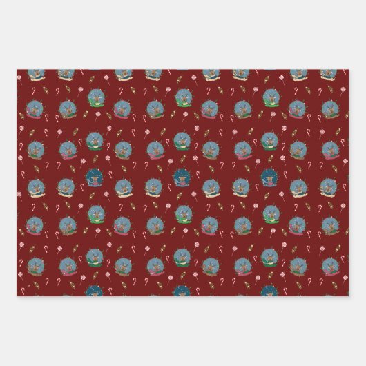 Santa's Reindeer Pattern Wrapping Paper Flat Sheet (Voorkant 3)