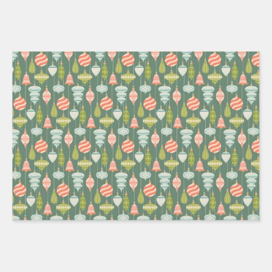 Santa's Reindeer, Retro Christmas Baubles, Plaid Inpakpapier Vel (Voorkant 2)