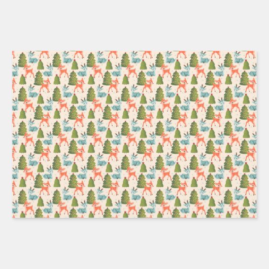 Santa's Reindeer, Retro Christmas Baubles, Plaid Inpakpapier Vel (Voorkant)