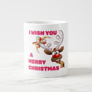 SANTA'S REINDEER WIST JE EEN MERRY CHRISTMAS EXTRA GROTE BEKER