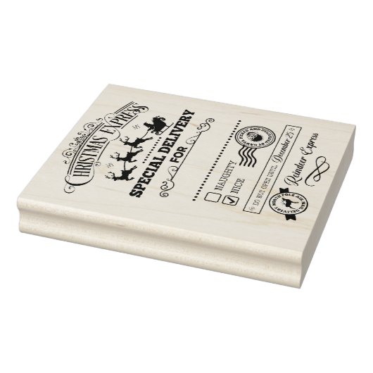 Santa's Rendier Express Kerstmis Groot Rubberstempel (Stempel)