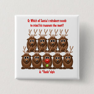 Santa's Rendier Funny Christmas Button