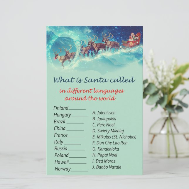 Santa's rendieren kerst rond de wereld spel (Staand voorkant)