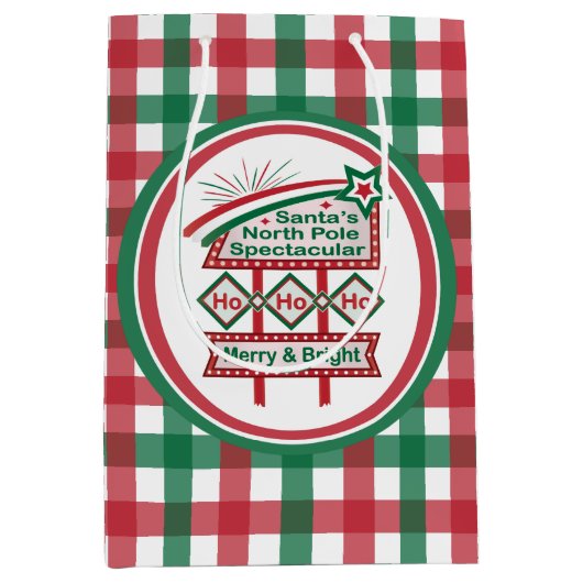 Santa's Retro Marquee - Ho Vrolijk & Helder Medium Cadeauzakje (Voorkant)