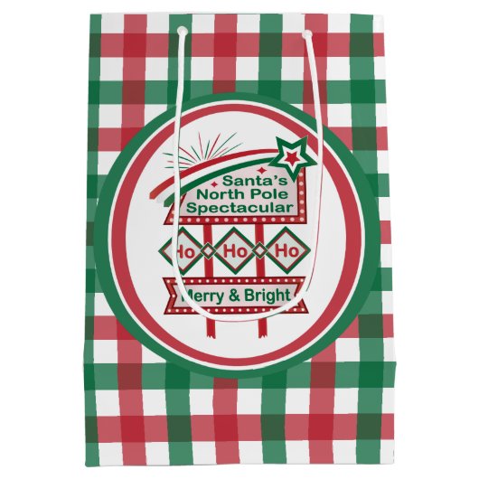 Santa's Retro Marquee - Ho Vrolijk & Helder Medium Cadeauzakje (Achterkant)