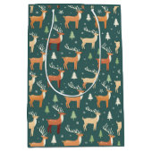 Santa's Retro Reindeer Gift Bag Medium Cadeauzakje (Voorkant)