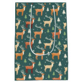 Santa's Retro Reindeer Gift Bag Medium Cadeauzakje (Achterkant)