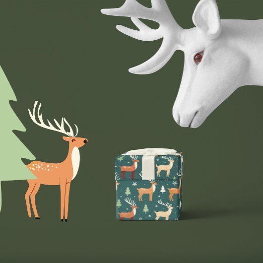 Santa's Retro Reindeer Inpakpapier Vel