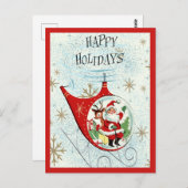 Santa's Retro Rotor Sleigh Briefkaart (Voorkant / Achterkant)