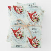 Santa's Retro Rotor Sleigh Inpakpapier Vel (In situ)