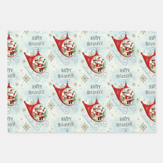 Santa's Retro Rotor Sleigh Inpakpapier Vel (Voorkant)