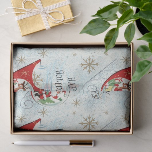 Santa's Retro Rotor Sleigh Tissuepapier (Geschenk)