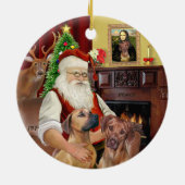 Santas Rhodesian Ridgebacks (TWO) Keramisch Ornament (Achterkant)