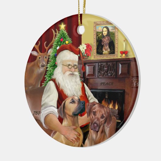 Santas Rhodesian Ridgebacks (TWO) Keramisch Ornament (Links)