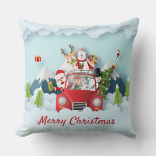 Santa's Road Trip met kerstcadeau Kussen
