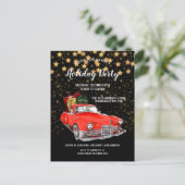 Santas  Rode Auto Kerstfeest Uitnodiging (Staand voorkant)