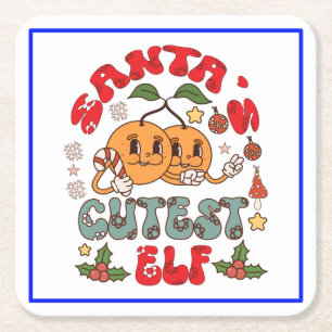 Santa's Schattigee Elf Sublimatie-80881 Vierkante Kartonnen Onderzetter